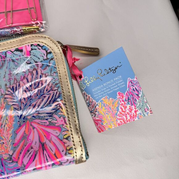 Lilly Pulitzer Agenda Bonus Pack Stickers Pen Tassel Paper Clips Snap Folder - Picture 3 of 9